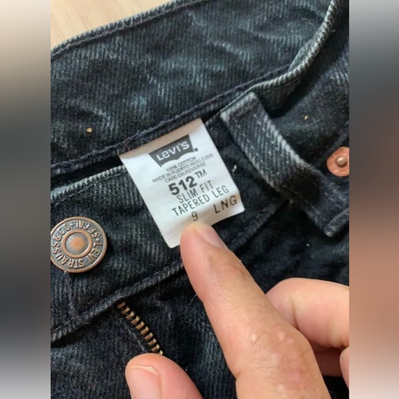 Vtg Levi’s 512 hi rise slim tapered black jeans 9long 25x32 - Picture 2 of 2